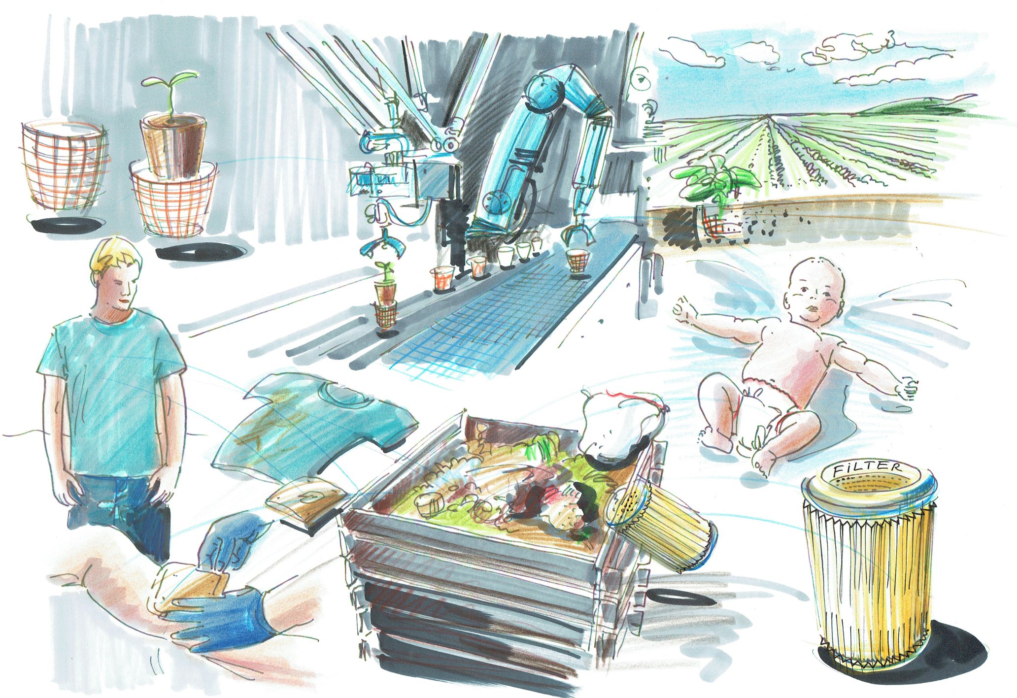 Idea sketch biodegradable fibres